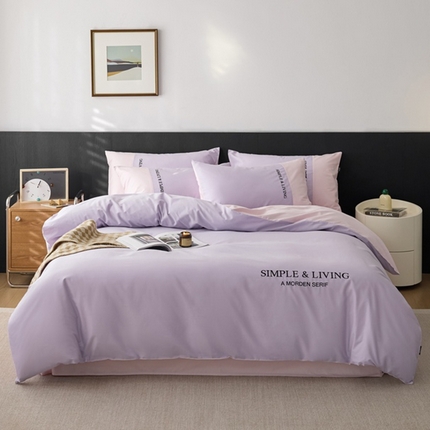 91家纺网 家纺一手货源 找家纺 佳汐蓝家纺 2025春夏新款无印水洗棉自由空间四件套 自由紫