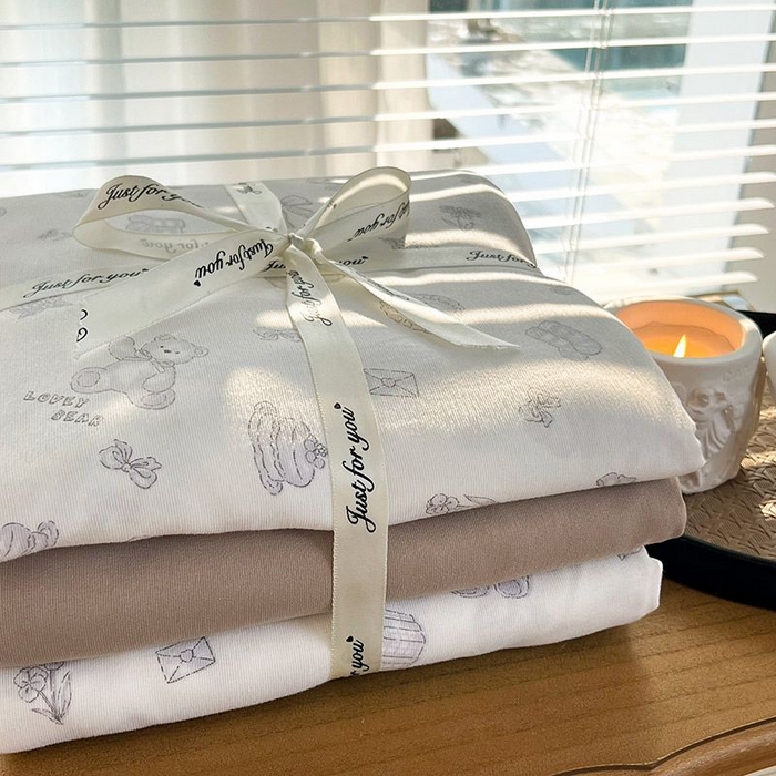 91家纺网 家纺一手货源 找家纺 暖芯优选 2025新款针织棉双层纱四件套小碎花被套床单床笠款学生三件套新款直播热款-叠拍图-系列一 礼物