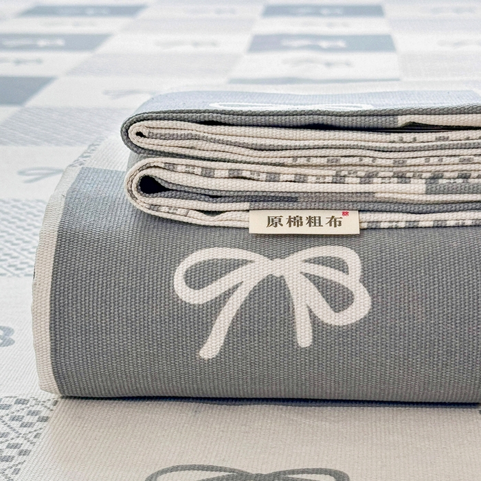 91家纺网 家纺一手货源 找家纺 首爱家纺 2025新款印花原棉标老粗布床单老粗布凉席软凉席 黑白方格