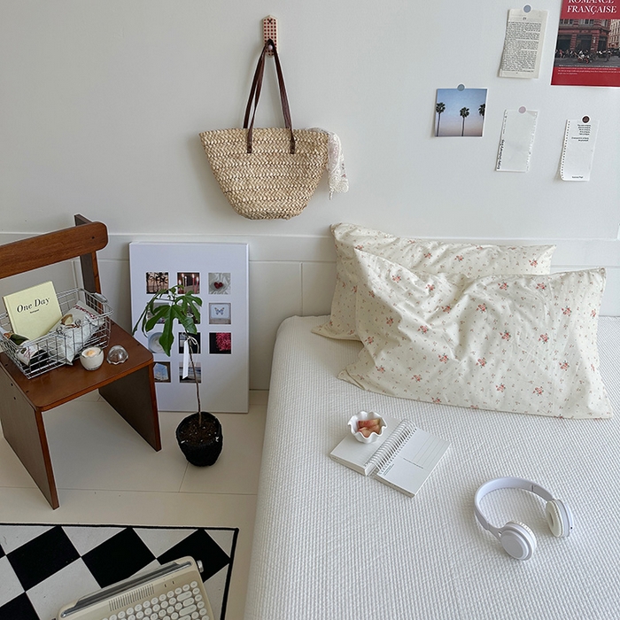 91家纺网 家纺一手货源 找家纺 2025新款纯棉小清新小碎花学生枕套 清如