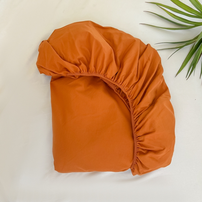 91家纺网 家纺一手货源 找家纺 韩巢家纺 2025新款A类纯色格子水洗棉床笠单件床罩床套 A类铁锈红-床笠