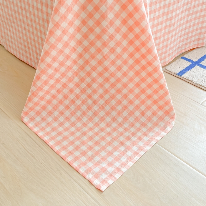 91家纺网 家纺一手货源 找家纺 韩巢家纺 2025新款格子纯色A类水洗棉床单单件 A类草莓格-床单