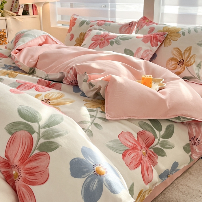 91家纺网 家纺一手货源 找家纺 米瑞娜 2025新款植物羊绒四件套 兰亭序