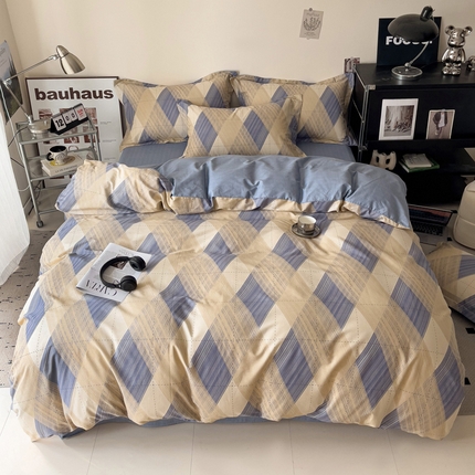 91家纺网 家纺一手货源 找家纺 盛馨 2025年高支高密全棉套件简约北欧风13372纯棉床笠四件套三件套 伊恩