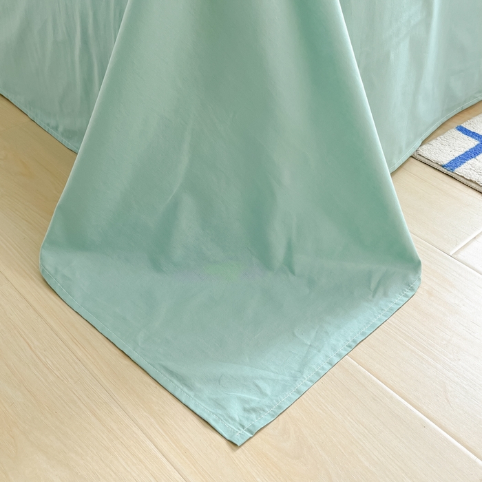 91家纺网 家纺一手货源 找家纺 韩巢家纺 2025新款格子纯色A类水洗棉床单单件 A类浅绿-床单