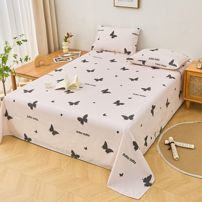 91家纺网 家纺一手货源 找家纺 首爱家纺 2025新款印花原棉标老粗布床单老粗布凉席软凉席 蝴蝶飞