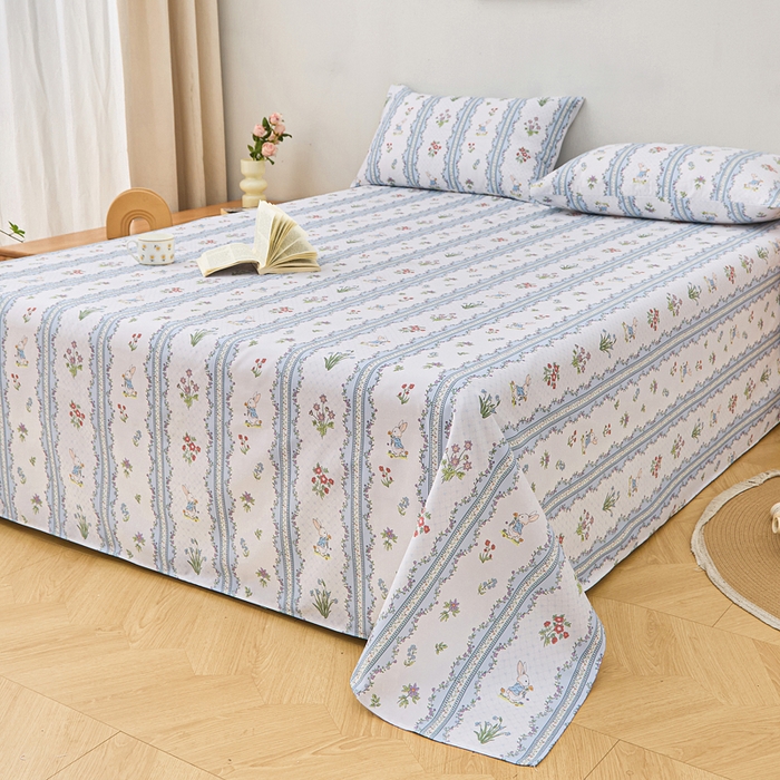 91家纺网 家纺一手货源 找家纺 首爱家纺 2025新款印花原棉标老粗布床单老粗布凉席软凉席 繁花