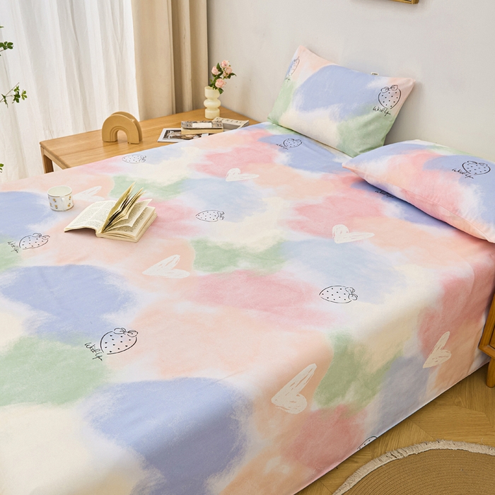 91家纺网 家纺一手货源 找家纺 棉乐町家居 2025年新款印花原棉标老粗布床单 梦幻星空