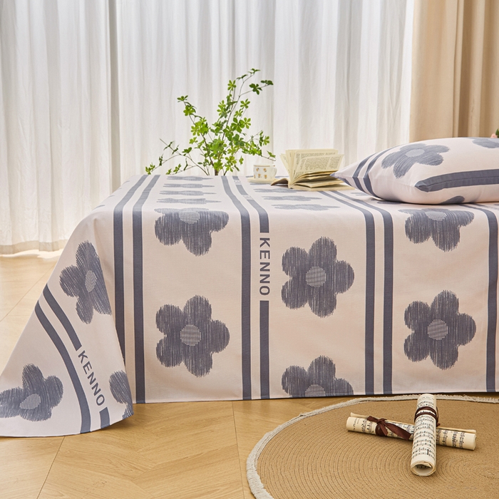 91家纺网 家纺一手货源 找家纺 棉乐町家居 2025年新款印花原棉标老粗布床单 水墨花