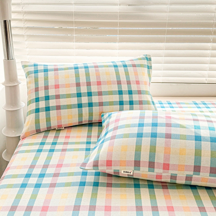 91家纺网 家纺一手货源 找家纺 首爱家纺 2025新款印花原棉标老粗布床单老粗布凉席软凉席 冰激凌格