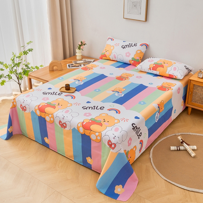 91家纺网 家纺一手货源 找家纺 首爱家纺 2025新款印花原棉标老粗布床单老粗布凉席软凉席 七彩花园