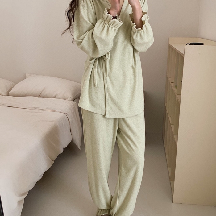 91家纺网 家纺一手货源 找家纺 妍景家居生活馆 毛巾绒系带套装 绿色