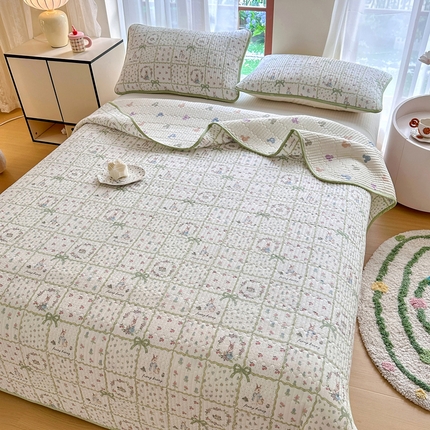 91家纺网 家纺一手货源 找家纺 （总）2025新款13070单面全棉绗缝床盖三件套