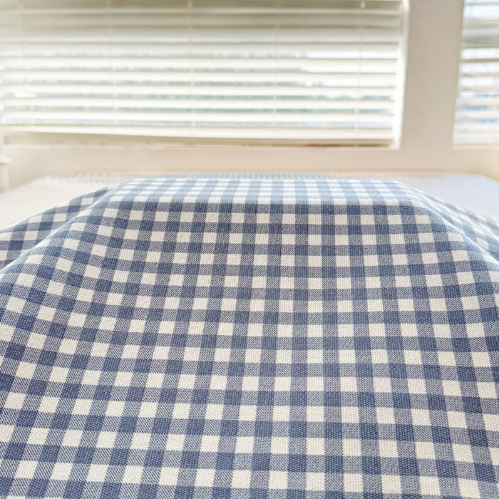 91家纺网 家纺一手货源 找家纺 棉乐町家居 2025年新款印花原棉标老粗布床单 蓝小格