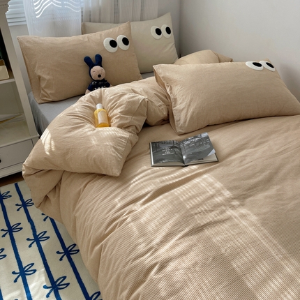 91家纺网 家纺一手货源 找家纺 （总）丽涵家纺 2025新品全棉水洗棉大眼毛巾绣四件套-密条系