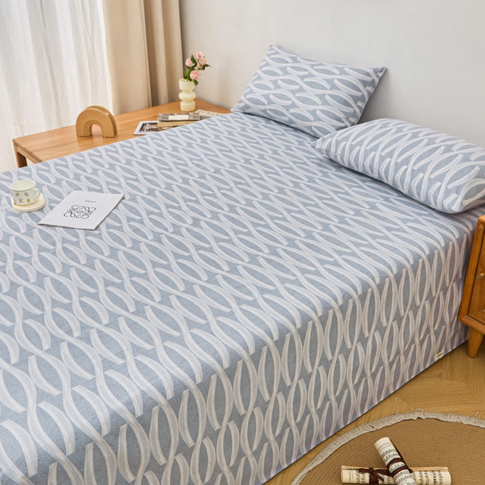 91家纺网 家纺一手货源 找家纺 首爱家纺 2025新款印花原棉标老粗布床单老粗布凉席软凉席 波浪