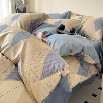 盛馨 2025年高支高密全棉套件简约北欧风13372纯棉床笠四件套三件套 伊恩