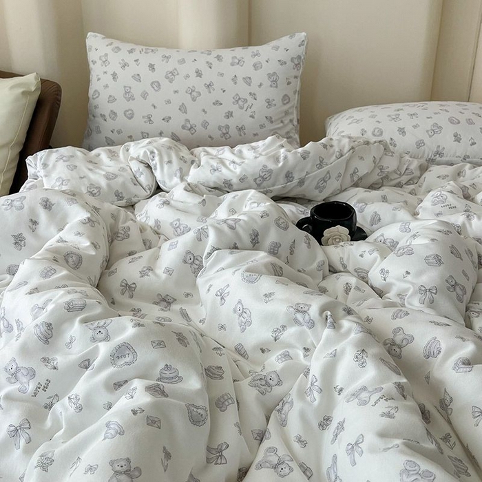 91家纺网 家纺一手货源 找家纺 2025新款针织棉双层纱四件套小碎花被套床单床笠款学生三件套新款直播热款-床图-系列一 礼物