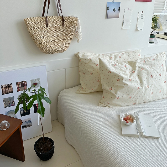 91家纺网 家纺一手货源 找家纺 2025新款纯棉小清新小碎花学生枕套 清如