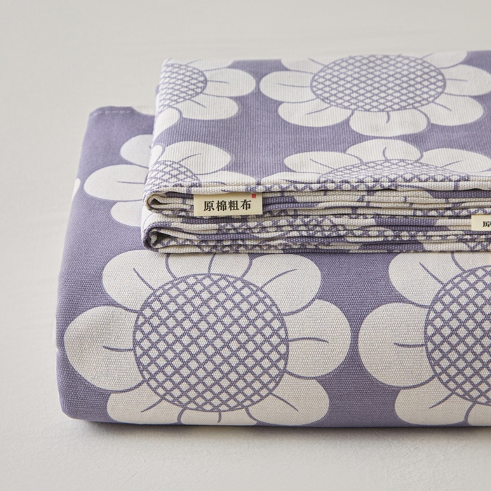 91家纺网 家纺一手货源 找家纺 首爱家纺 2025新款印花原棉标老粗布床单老粗布凉席软凉席 太阳花