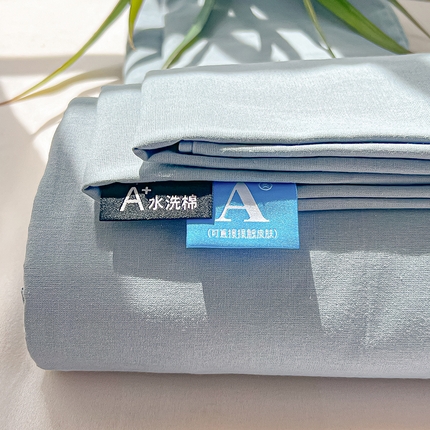 91家纺网 家纺一手货源 找家纺 韩巢家纺 2025新款格子纯色A类水洗棉床单单件 A类浅兰-床单