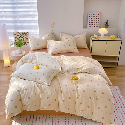 91家纺网 家纺一手货源 找家纺 （总）于果 2025新款全棉双层纱四件套