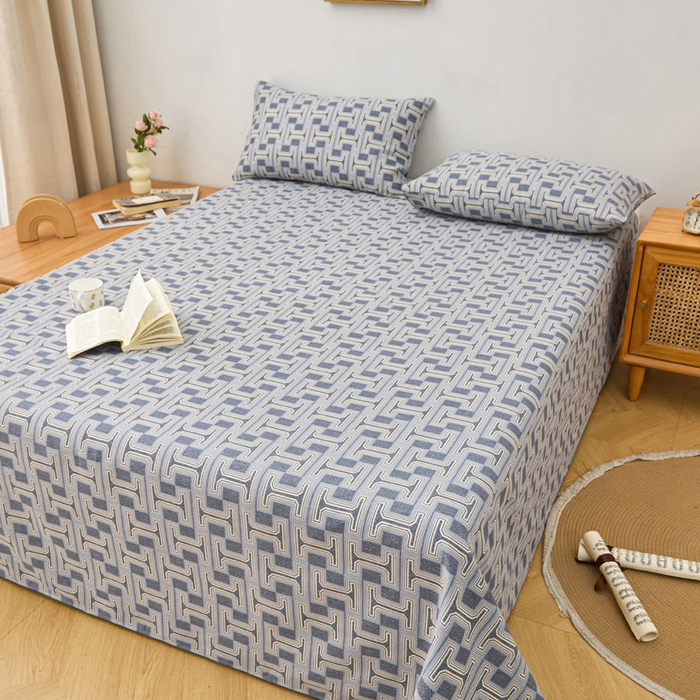 91家纺网 家纺一手货源 找家纺 首爱家纺 2025新款印花原棉标老粗布床单老粗布凉席软凉席 时尚风