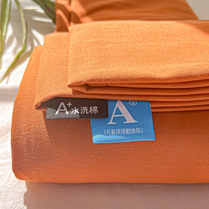 韩巢家纺 2025新款格子纯色A类水洗棉床单单件 A类铁锈红-床单