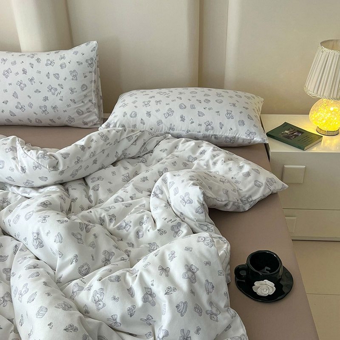 91家纺网 家纺一手货源 找家纺 2025新款针织棉双层纱四件套小碎花被套床单床笠款学生三件套新款直播热款-床图-系列一 礼物