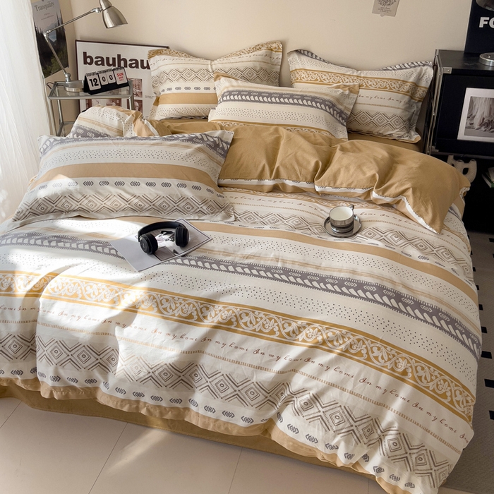 91家纺网 家纺一手货源 找家纺 盛馨 2025年高支高密全棉套件简约北欧风13372纯棉床笠四件套三件套 米洛