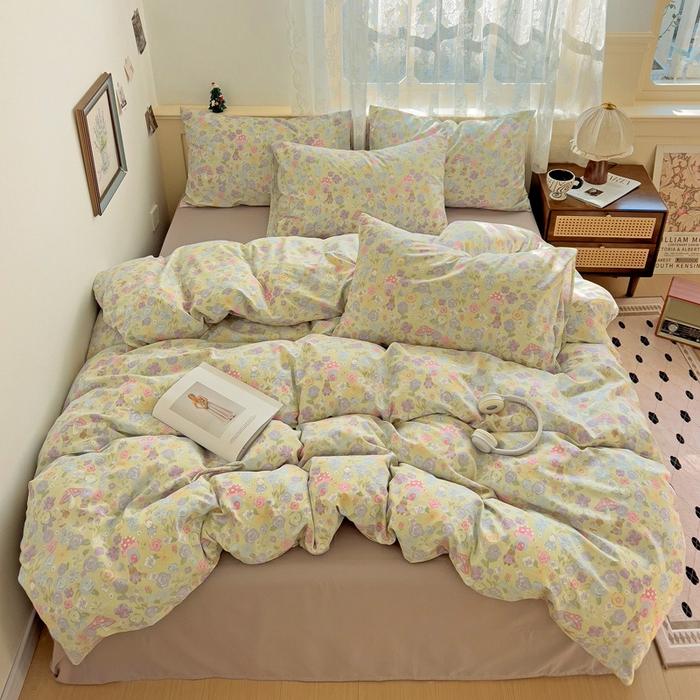 91家纺网 家纺一手货源 找家纺 夜笙2025新款A类水洗棉双层纱印花四件套 兔漫画报