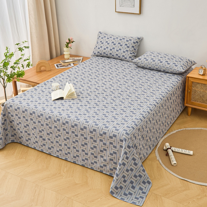 91家纺网 家纺一手货源 找家纺 首爱家纺 2025新款印花原棉标老粗布床单老粗布凉席软凉席 时尚风