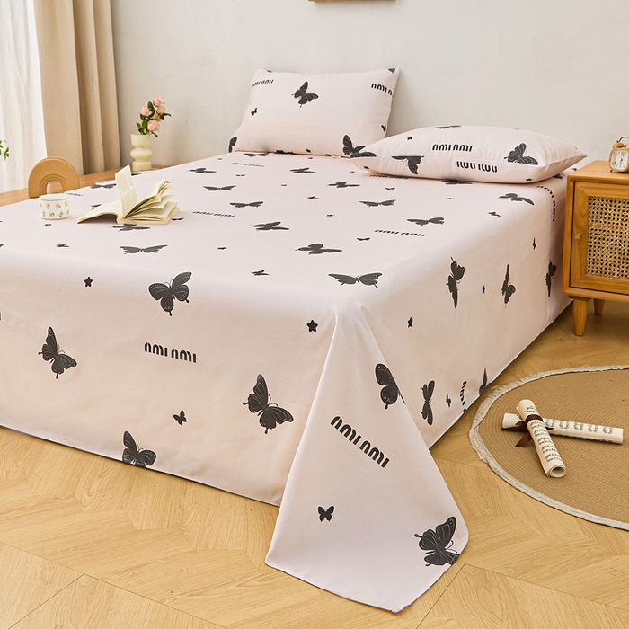 91家纺网 家纺一手货源 找家纺 首爱家纺 2025新款印花原棉标老粗布床单老粗布凉席软凉席 蝴蝶飞