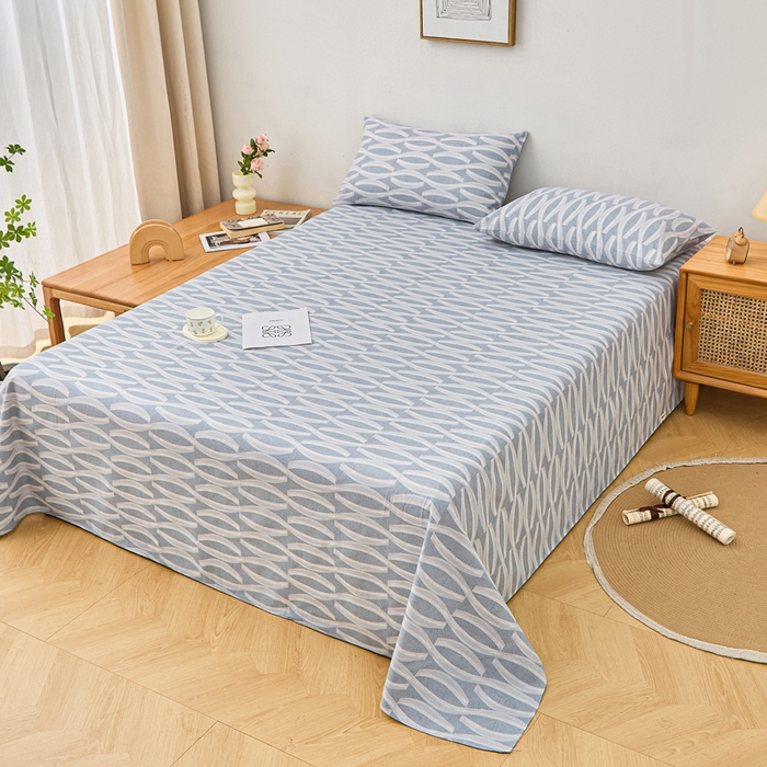 91家纺网 家纺一手货源 找家纺 棉乐町家居 2025年新款印花原棉标老粗布床单 波浪