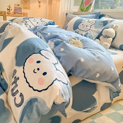 91家纺网 家纺一手货源 找家纺 （总）菲梵家纺 2025新款小清新喷气印花全棉单品被套