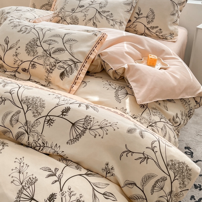 91家纺网 家纺一手货源 找家纺 米瑞娜 2025新款植物羊绒四件套 长安花恋