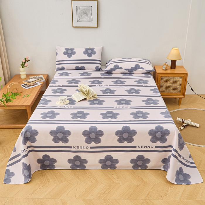 91家纺网 家纺一手货源 找家纺 棉乐町家居 2025年新款印花原棉标老粗布床单 水墨花