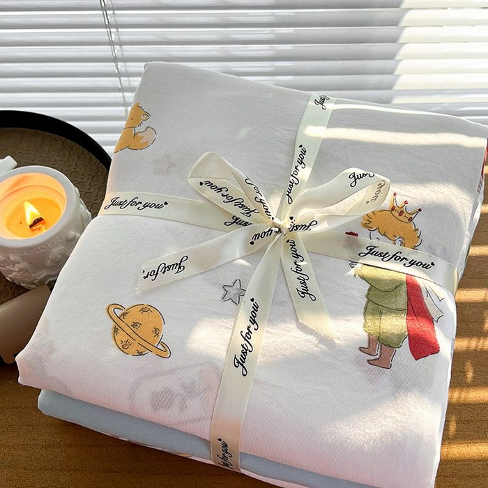 91家纺网 家纺一手货源 找家纺 暖芯优选 2025新款针织棉双层纱四件套小碎花被套床单床笠款学生三件套新款直播热款-叠拍图-系列一 王子