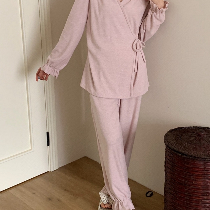 91家纺网 家纺一手货源 找家纺 妍景家居生活馆 毛巾绒系带套装 粉色