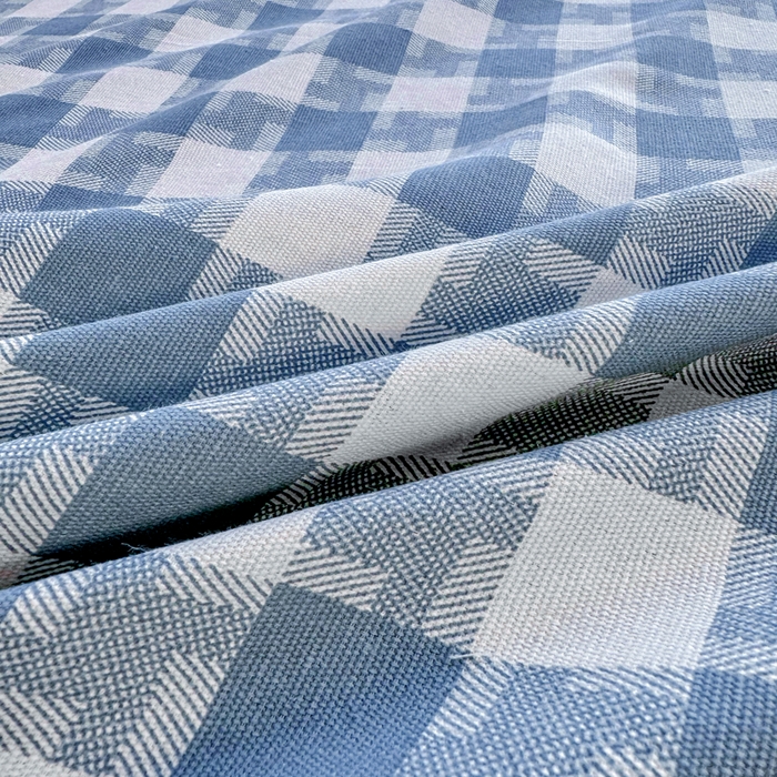 91家纺网 家纺一手货源 找家纺 棉乐町家居 2025年新款印花原棉标老粗布床单 渐变蓝格