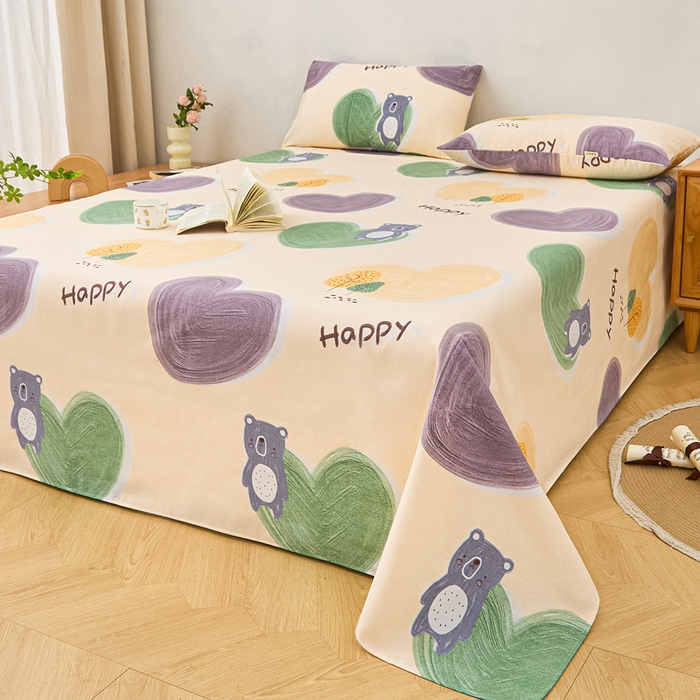 91家纺网 家纺一手货源 找家纺 金泰莱 2025年新款印花原棉标老粗布床单 暖心绒语