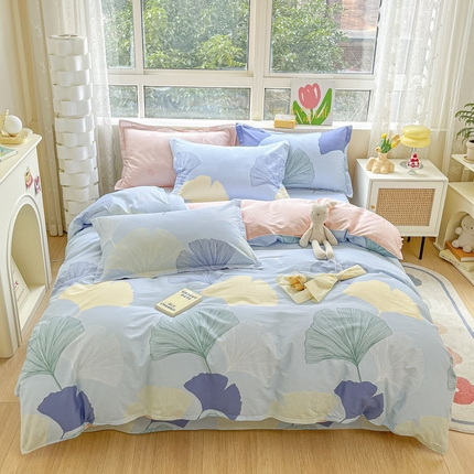 91家纺网 家纺一手货源 找家纺 （总）菲梵家纺 2025新款小清新喷气印花全棉四件套