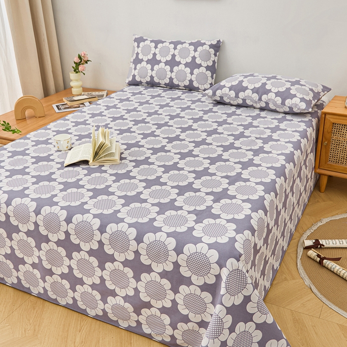 91家纺网 家纺一手货源 找家纺 首爱家纺 2025新款印花原棉标老粗布床单老粗布凉席软凉席 太阳花