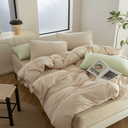 91家纺网 家纺一手货源 找家纺 （总）玖弘家居 2025新款水洗棉四件套-细格系列