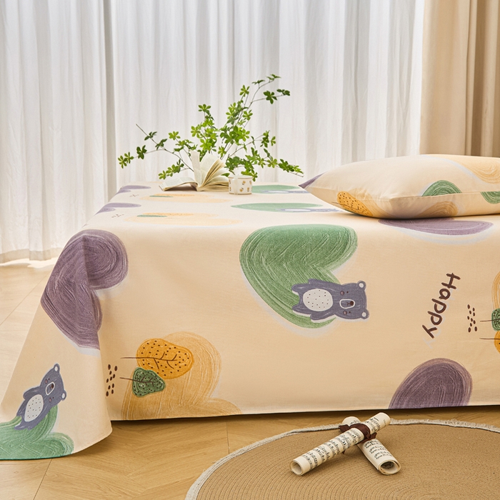 91家纺网 家纺一手货源 找家纺 棉乐町家居 2025年新款印花原棉标老粗布床单 暖心绒语