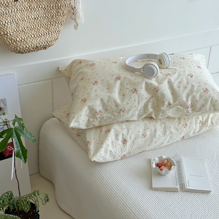 91家纺网 家纺一手货源 找家纺 2025新款纯棉小清新小碎花学生枕套 清如