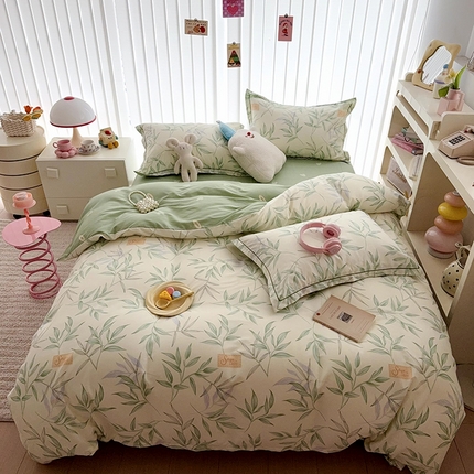 91家纺网 家纺一手货源 找家纺 2025新款全棉13070四件套（1） 叶曲