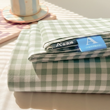 （总）韩巢家纺 2025新款格子纯色A类水洗棉床单单件