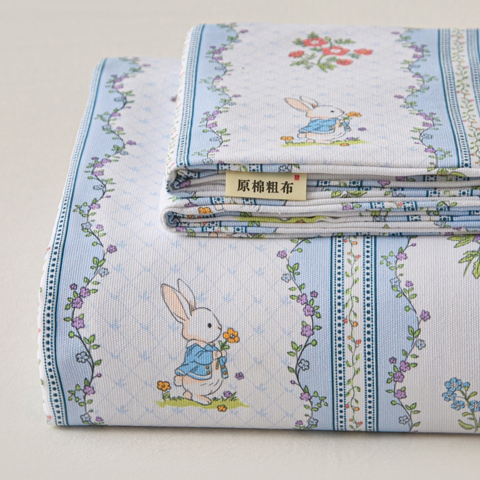 91家纺网 家纺一手货源 找家纺 首爱家纺 2025新款印花原棉标老粗布床单老粗布凉席软凉席 繁花