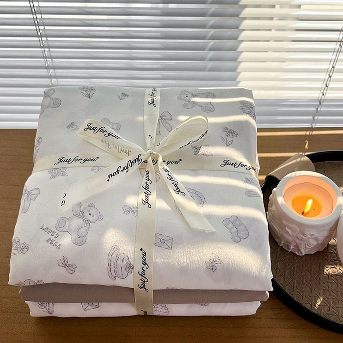 91家纺网 家纺一手货源 找家纺 暖芯优选 2025新款针织棉双层纱四件套小碎花被套床单床笠款学生三件套新款直播热款-叠拍图-系列一 礼物